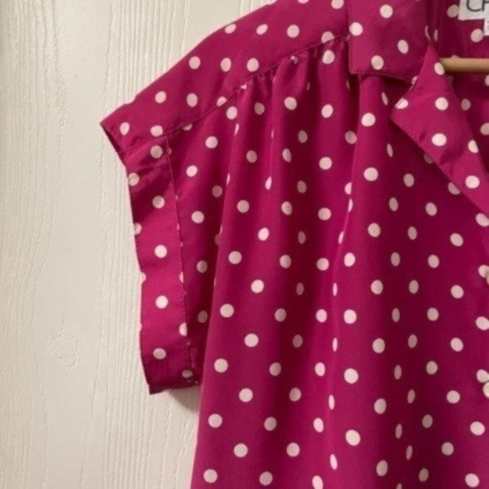 PRICE FIRM Vintage Deadstock Pink Polka Dot Blouse | Size 12, will fit M/L. - Picture 5 of 7